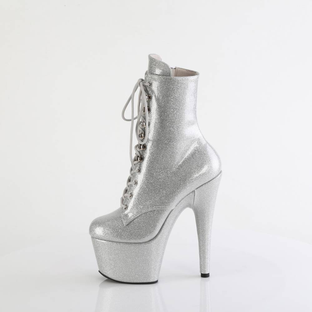 Pleaser - ADORE-1020GP Plateau Laarzen, Paaldans schoenen - Zilverkleurig